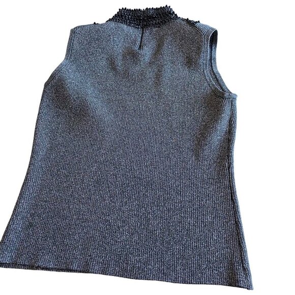 Grace Elements Metallic Beaded Neck Silk Top M Elegant Chic Holiday Party - Picture 7 of 10